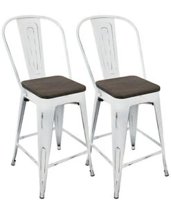 Lumisource Set Of 2 Oregon High Back Counter Stools Home