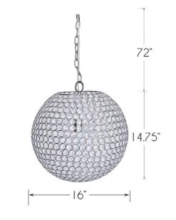 Lumisource Crystal Globe 14.75in Metal Pendant Lamp Home -Ruelala 3050405877 RLLD 3