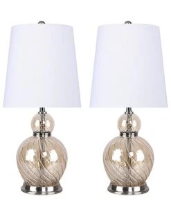 Lumisource Set Of 2 Pearl 18.75in Glass Accent Lamps Home