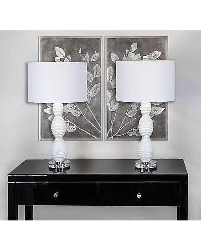 Lumisource Set Of 2 Cinched Waves 28.75in Glass Table Lamps Home 4 Lumisource Set Of 2 Cinched Waves 28.75in Glass Table Lamps Home - Image 2