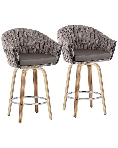 Lumisource Set Of 2 Braided Matise Fixed-Height Counter Stools Home 3 Lumisource Set Of 2 Braided Matise Fixed-Height Counter Stools Home