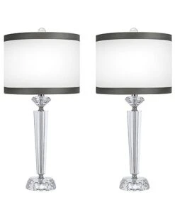 Lumisource Set Of 2 Diamond Pillar 25.75in Crystal Table Lamps Home