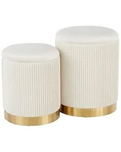 Lumisource Set Of 2 Marla Nesting Pleated Ottomans Home