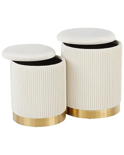 Lumisource Set Of 2 Marla Nesting Pleated Ottomans Home 4 Lumisource Set Of 2 Marla Nesting Pleated Ottomans Home - Image 2