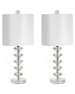 Lumisource Set Of 2 Diamond Stacked 23.25in Crystal Table Lamps Home