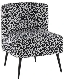 Lumisource Fran Black & White Leopard Slipper Chair Home
