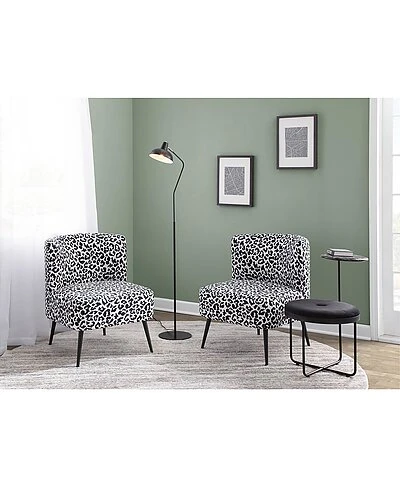 Lumisource Fran Black & White Leopard Slipper Chair Home 4 Lumisource Fran Black & White Leopard Slipper Chair Home - Image 2