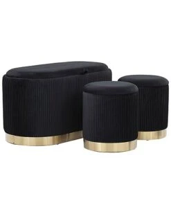 Lumisource Set Of 2 Marla Deluxe Nesting Pleated Ottomans Home