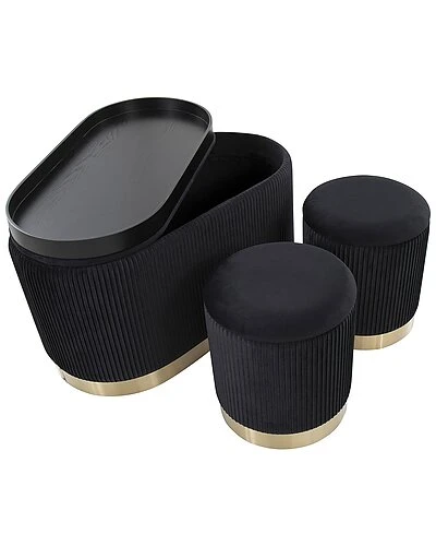 Lumisource Set Of 2 Marla Deluxe Nesting Pleated Ottomans Home 4 Lumisource Set Of 2 Marla Deluxe Nesting Pleated Ottomans Home - Image 2